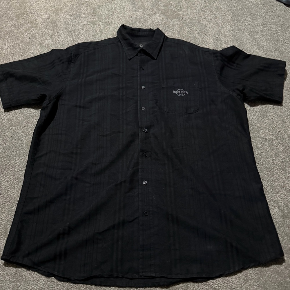 Hard Rock Cafe short sleeve button down black shirt XXL‎ Barcelona store